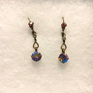 Authentic Vintage Sorrelli Swarovski Pink Crystal Drop Earrings